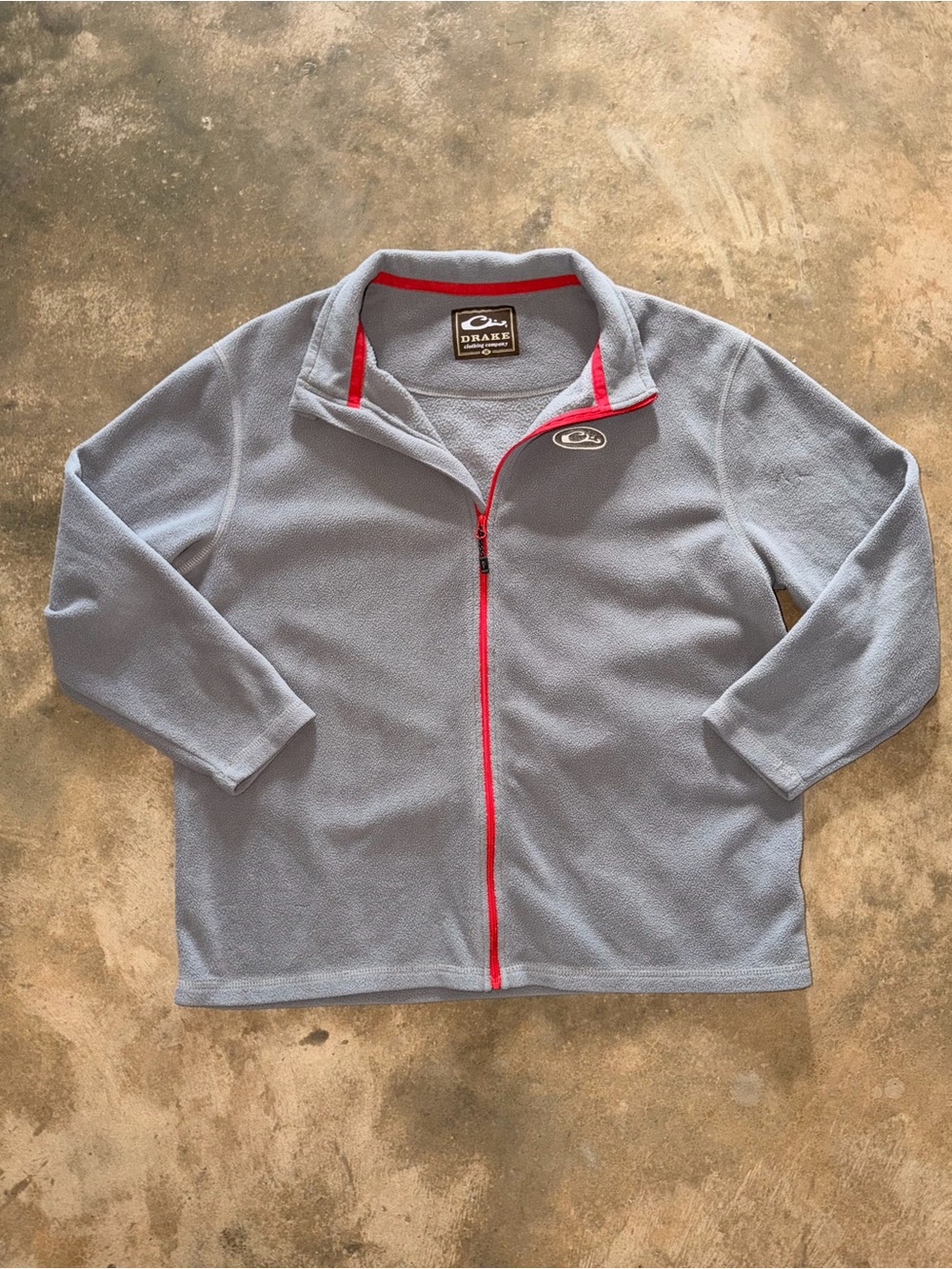 Drake Clothing Co Boys 16 Gray Fleece Full Zip Jacket Red Hunting Logo School